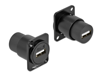 מחבר USB 2.0 Type-A נ/נ להתקנה בפאנל מסדרה D - delock.israel