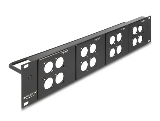 Delock D-Type 19″ Patch Panel with 4 D-Type plates 86 x 86 mm and 4 ports 2U black - delock.israel