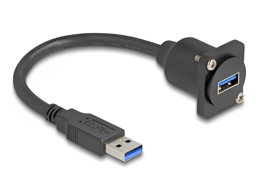 כבל USB 5Gbps ז/נ להתקנה בפאנל מסדרה D אורך 20 ס"מ - delock.israel
