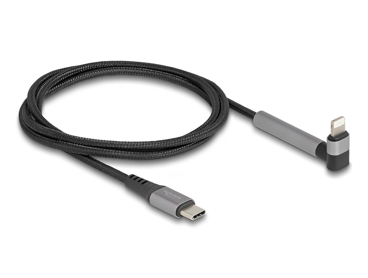 Delock Data and Charging Cable USB Type-C™ to Lightning™ for iPhone™, iPad™, iPod™ angled with stand function black 1.5 m MFi - delock.israel