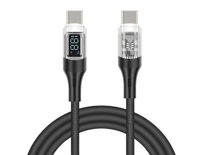 Delock USB 2.0 Data and Fast Charging Cable USB Type-C™ male to male PD 3.0 100 W with power indication transparent 2 m - delock.israel