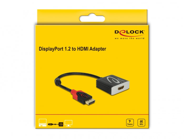 מתאם תצוגה DisplayPort 1.2 לחיבור מסך HDMI 4K - delock.israel
