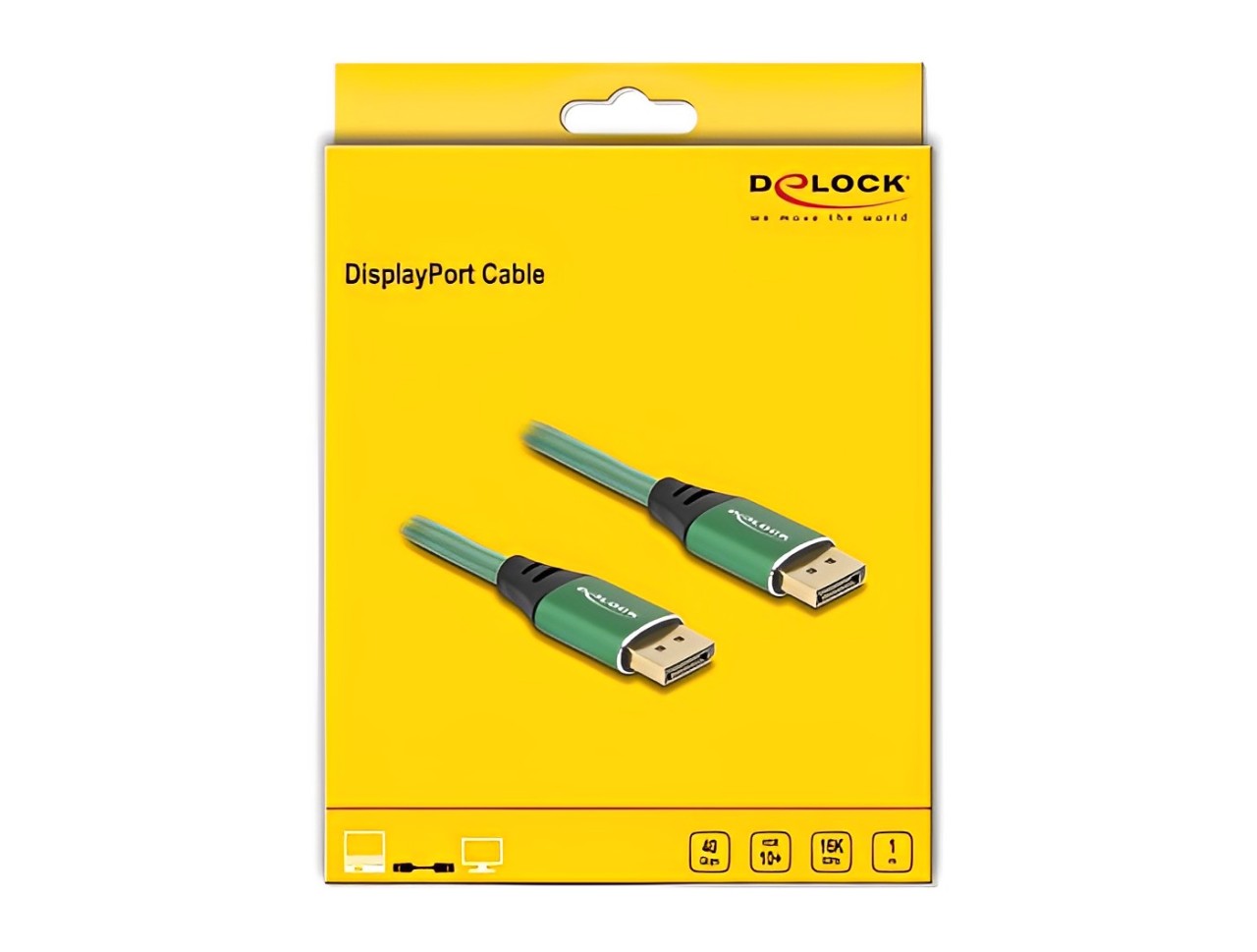 Delock DisplayPort Cable 16K 60 Hz 1 m green metal - delock.israel