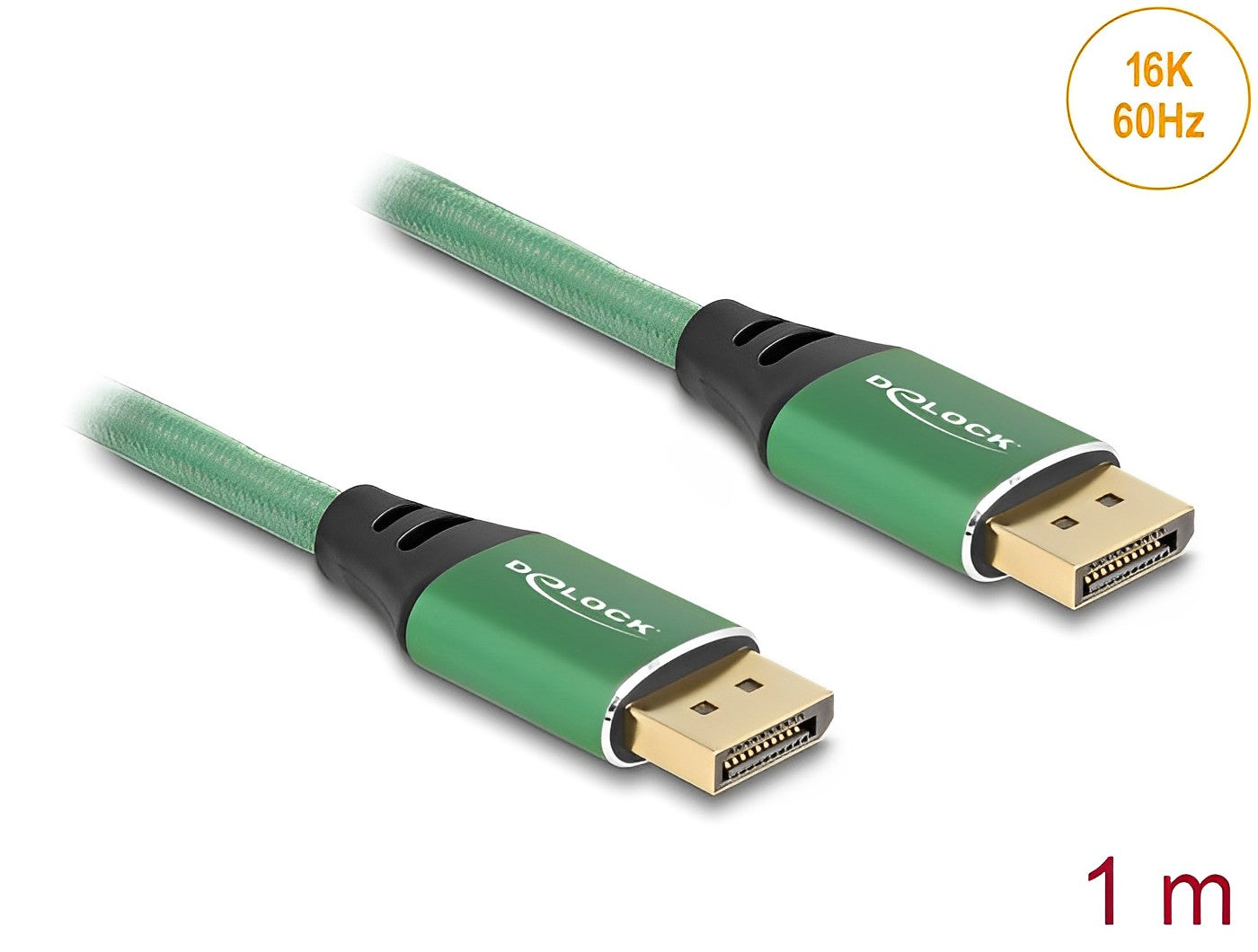 Delock DisplayPort Cable 16K 60 Hz 1 m green metal - delock.israel