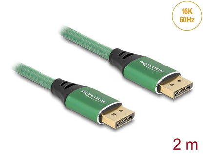 Delock DisplayPort Cable 16K 60 Hz 2 m green metal - delock.israel