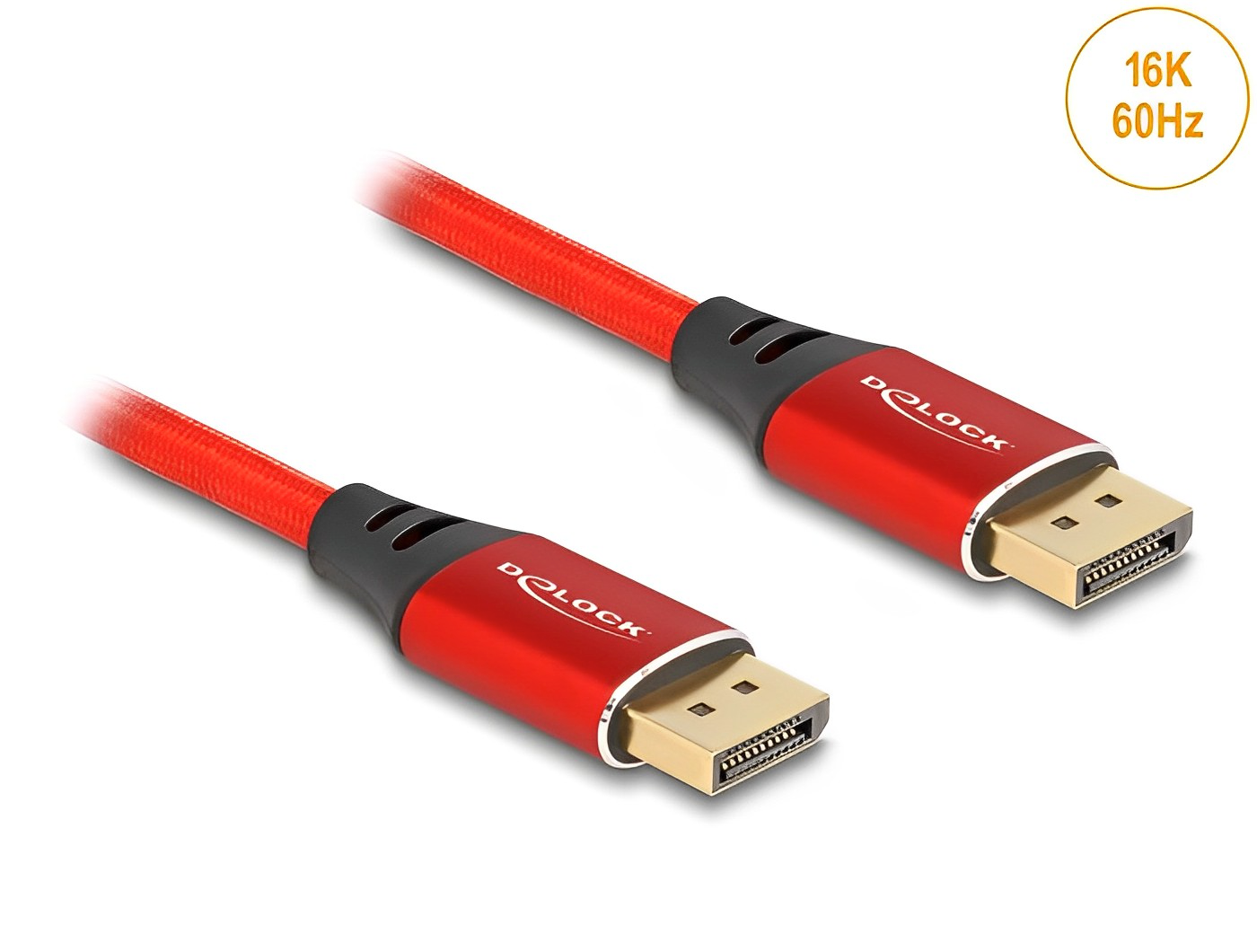 Delock DisplayPort Cable 16K 60 Hz red metal - delock.israel