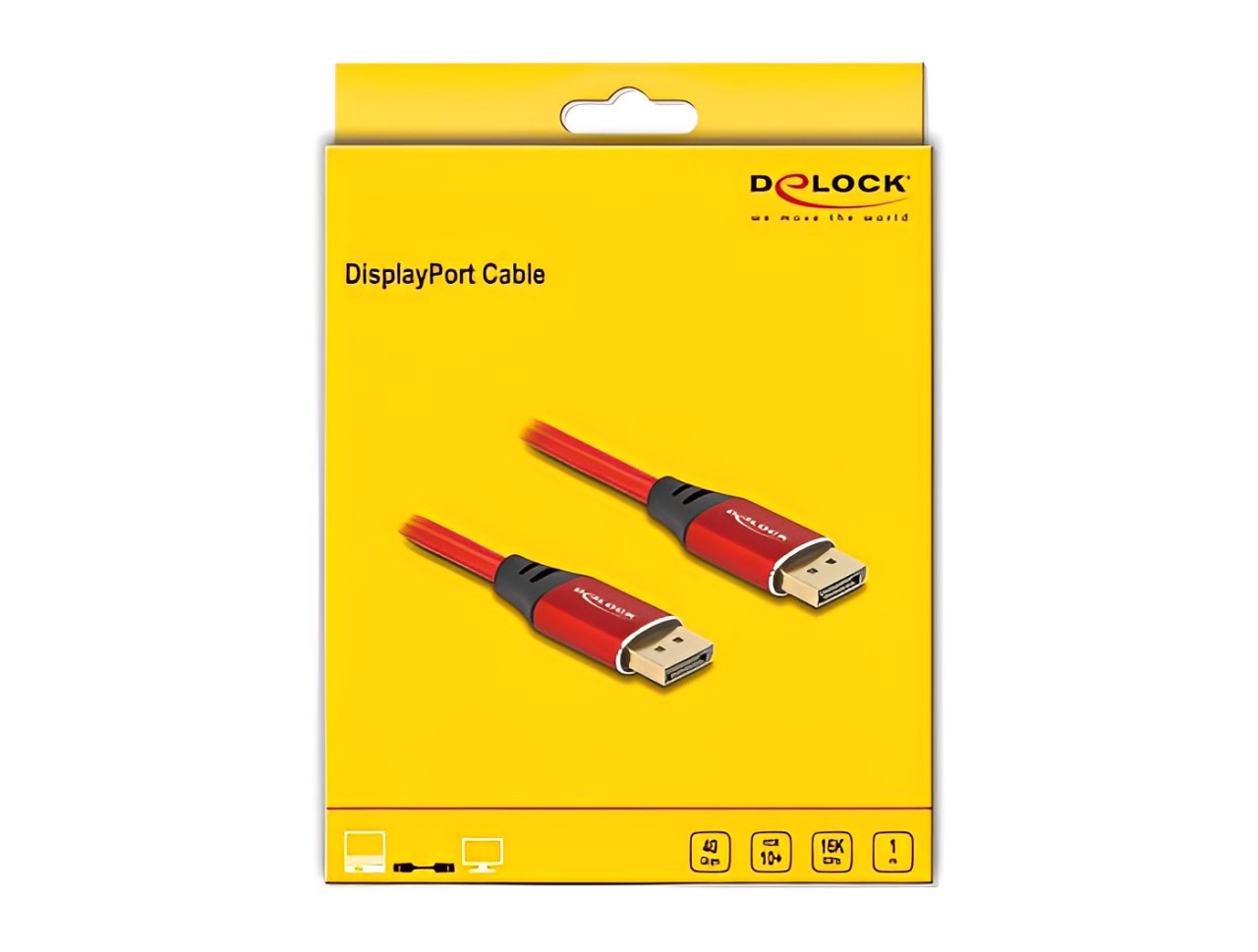 Delock DisplayPort Cable 16K 60 Hz 1 m red metal - delock.israel