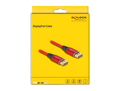 Delock DisplayPort Cable 16K 60 Hz 1 m red metal - delock.israel