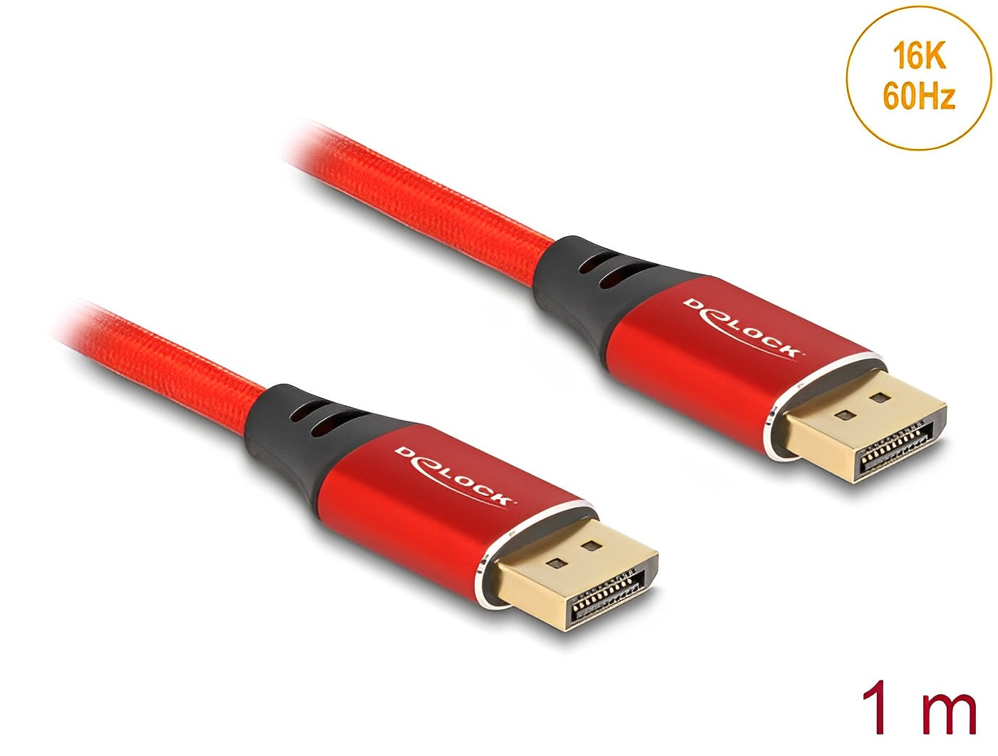 Delock DisplayPort Cable 16K 60 Hz 1 m red metal - delock.israel