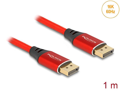 Delock DisplayPort Cable 16K 60 Hz 1 m red metal - delock.israel