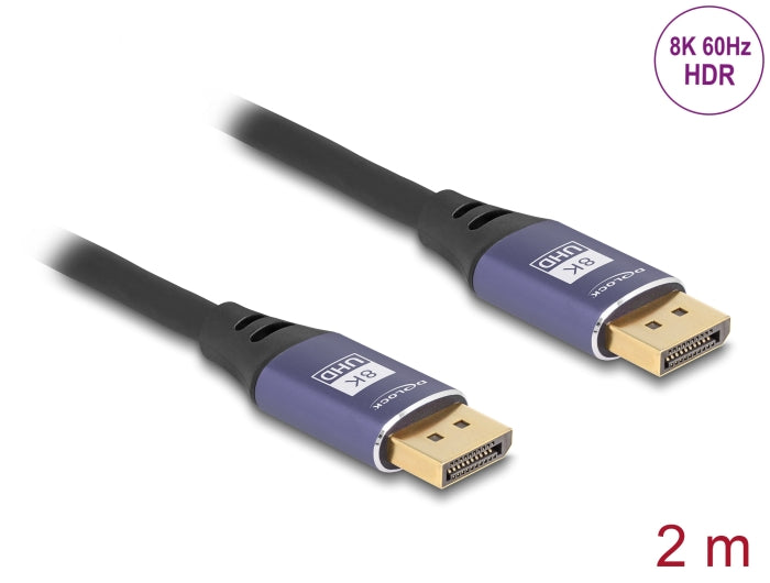 Delock DisplayPort Cable 8K 60 Hz 2 m lila metal - delock.israel