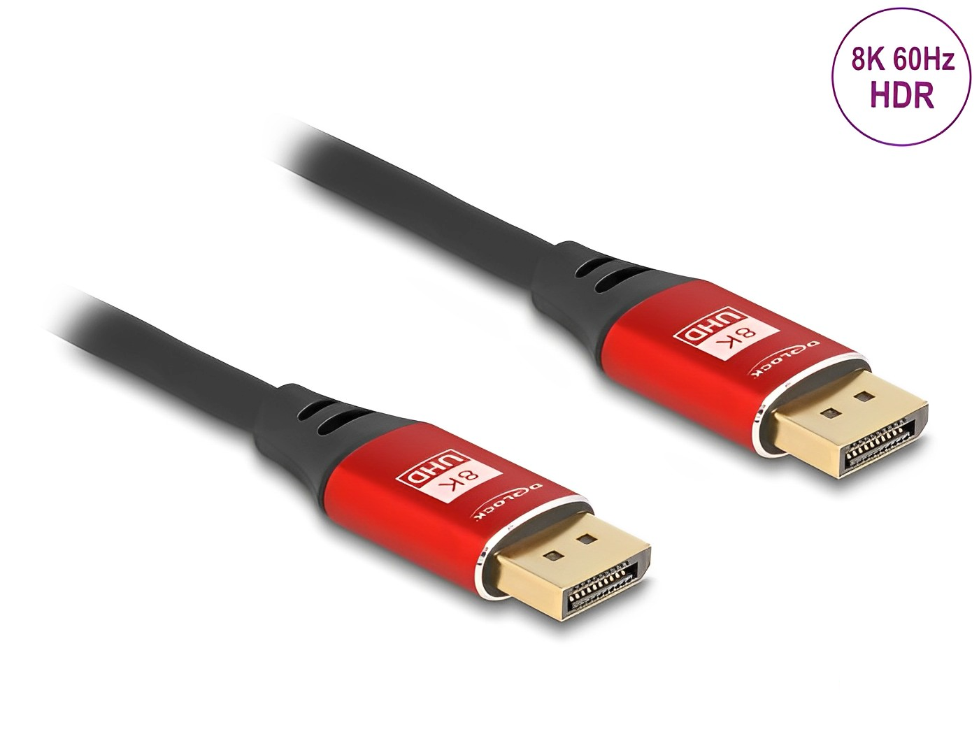 Delock DisplayPort Cable 8K 60 Hz red metal - delock.israel