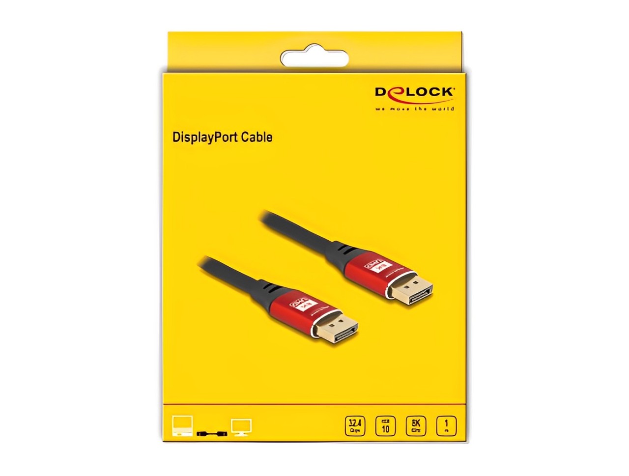 Delock DisplayPort Cable 8K 60 Hz 1 m red metal - delock.israel