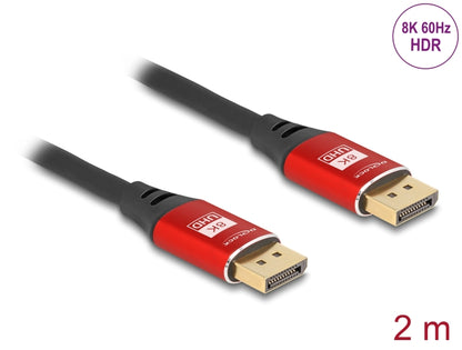 Delock DisplayPort Cable 8K 60 Hz 2 m red metal - delock.israel