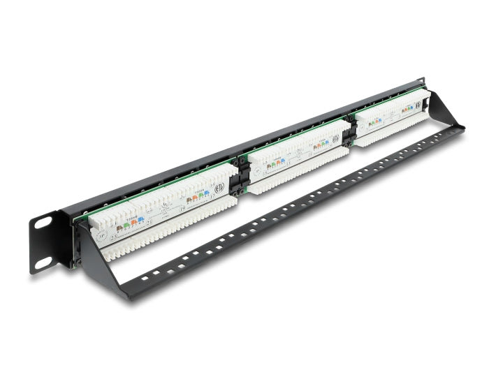 פאץ' פאנל מקצועי Cat.6 לא מסוכך עם 24 פורטים מבית Delock גרמניה מיועד להתקנה בארון תקשורת ‎19 אינץ' בגובה 1U