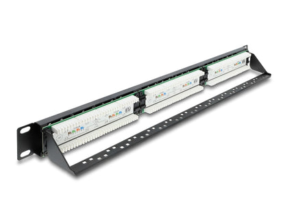פאץ' פאנל מקצועי Cat.6 לא מסוכך עם 24 פורטים מבית Delock גרמניה מיועד להתקנה בארון תקשורת ‎19 אינץ' בגובה 1U