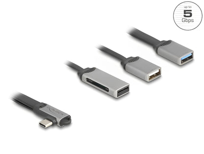 רכזת USB-C 5Gbps האיכותית מבית Delock גרמניה מאפשרת הרחבת חיבורי ה-USB של המחשב או הטאבלט ומגיעה עם 2 יציאות USB לחיבור התקנים חיצוניים. בנוסף היא כוללת קורא כרטיסים מובנה התומך בכרטיסי SD ו-Micro SD, מה שהופך אותה לפתרון נוח לשימוש יומיומי
