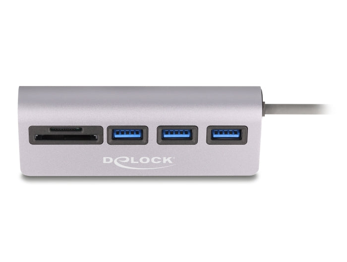 רכזת USB 5Gbps האיכותית מבית Delock גרמניה מגיעה עם מארז מתכת עמיד ומתחברת למחשב דרך חיבור USB USB-C