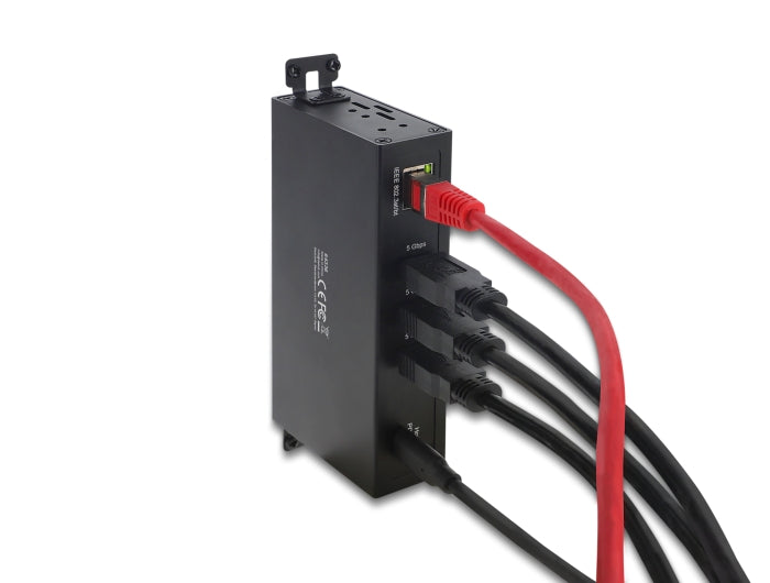 מפצל Delock USB 5Gbps עם 3 יציאות USB-A ושקע רשת +RJ45 Gigabit LAN PoE