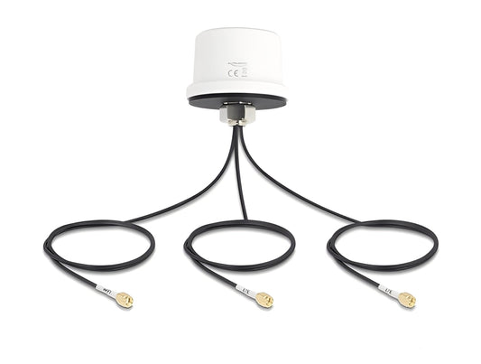 אנטנה חיצונית כלל כיוונית Delock 4G MIMO Dual Band WiFi 6 | להתקנה על הגג IP67 | כולל 3 כבלים באורך 1 מטר עם 2 מחברים RP-SMA זכר ומחבר SMA זכר