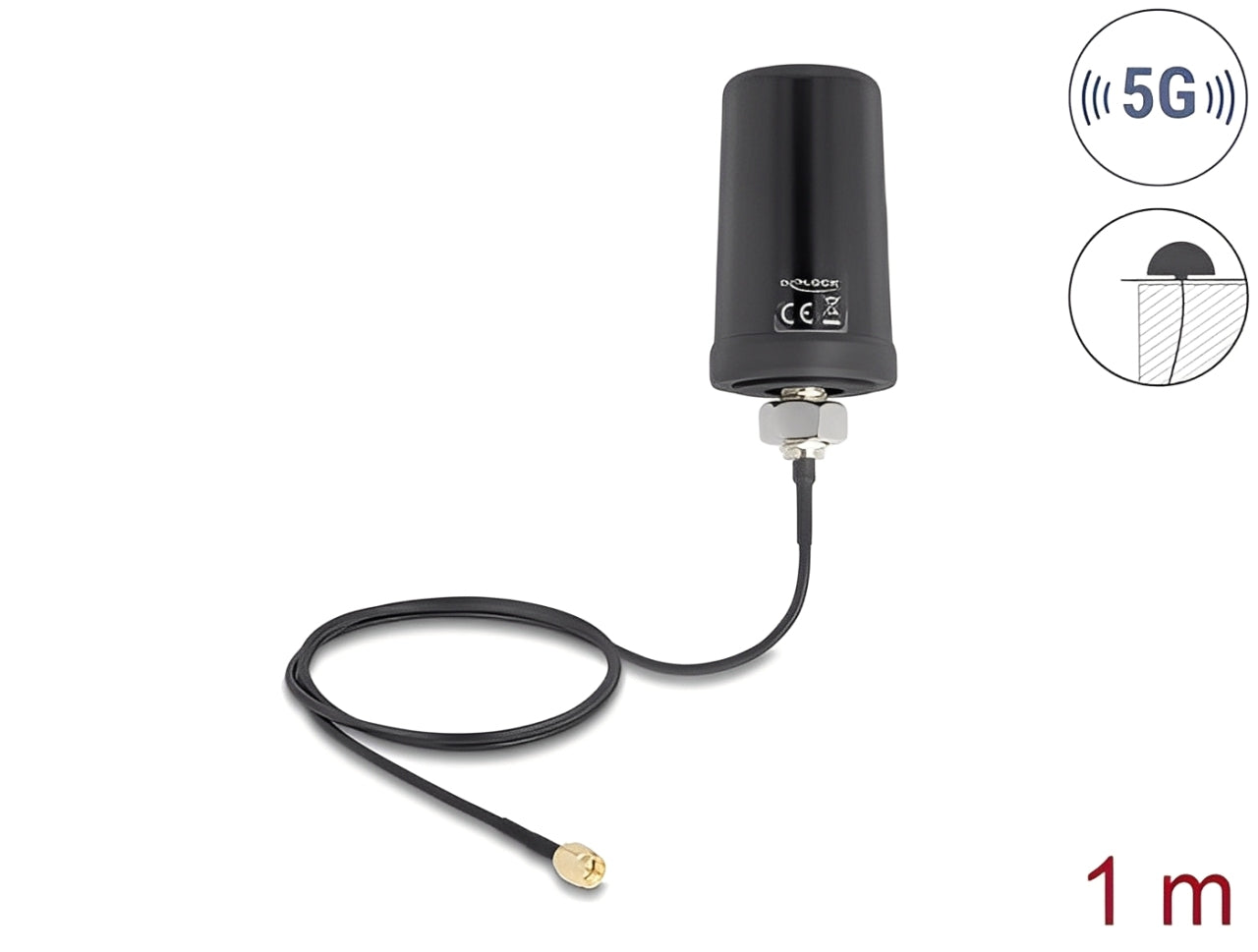 אנטנה איכותית 5G LTE GNSS WiFi 6 מבית Delock גרמניה מאפשרת שימוש בתדרי 5G LTE שונים בתוך מבנים ומחוצה להם
