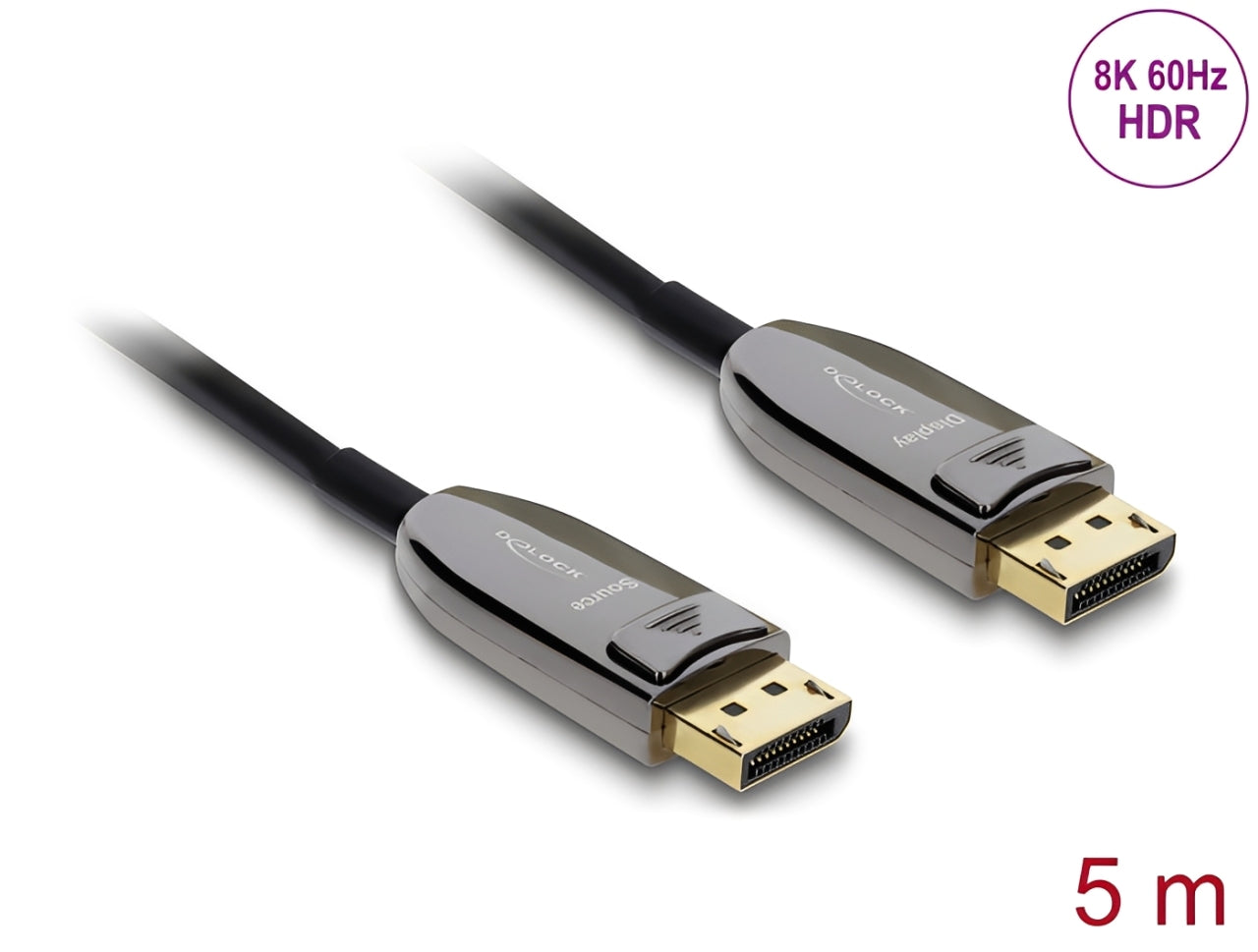 כבל אופטי אקטיבי (AOC) DisplayPort 2.1 8K מבית Delock גרמניה מספק חיבור יציב ואיכותי בין מחשבים, מסכים, מקרנים או טלוויזיות