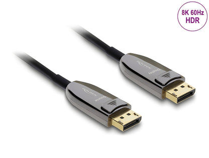 כבל אופטי אקטיבי (AOC) DisplayPort 2.1 8K מבית Delock גרמניה מספק חיבור יציב ואיכותי בין מחשבים, מסכים, מקרנים או טלוויזיות