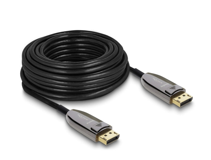 כבל אופטי אקטיבי (AOC) DisplayPort 2.1 8K מבית Delock גרמניה מספק חיבור יציב ואיכותי בין מחשבים, מסכים, מקרנים או טלוויזיות