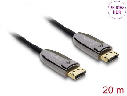 כבל אופטי אקטיבי (AOC) DisplayPort 2.1 8K מבית Delock גרמניה מספק חיבור יציב ואיכותי בין מחשבים, מסכים, מקרנים או טלוויזיות