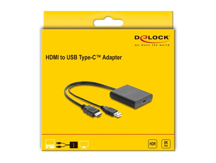 מתאם תצוגה של Delock מאפשר חיבור מסך  USB-C התומך למכשבים PC או MacBook עם יציאת HDMI