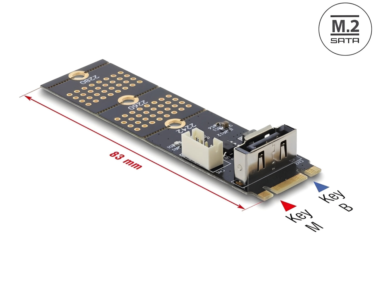 מתאם זה מבית Delock גרמניה ממיר את ממשק M.2 לממשק SATA ‏7-פין