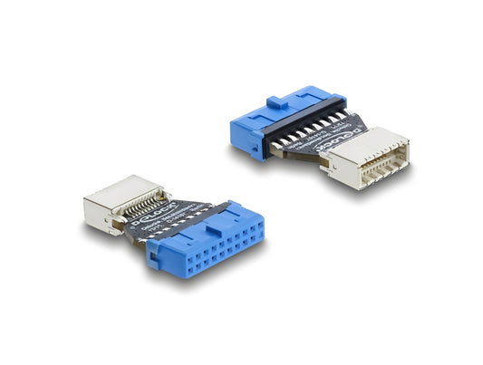 מתאם USB 5Gbps מבית DELOCK גרמניה המיועד ללוחות אם ממיר מחבר פנימי מסוג USB Pin Header (נקבה) ליציאת USB פנימית מסוג Type-E Key B