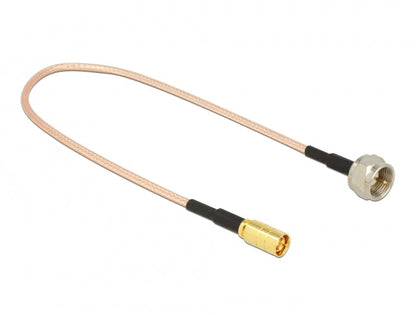 כבל אנטנה RG-316 מבית Delock גרמניה עם מחבר F ומחבר SMB המיועד לחיבורי RF פנימיים