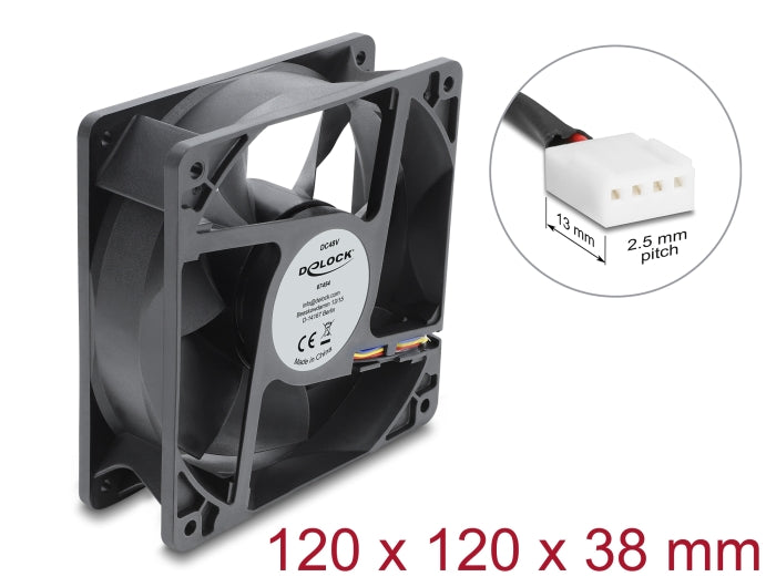 מאוורר קירור 48V DC מבית Delock גרמניה זה רכיב קירור אקטיבי תעשייתי בתצורת מאוורר צירי