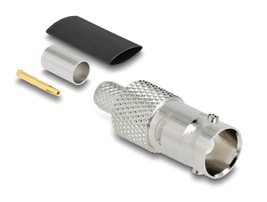 מחבר לכבל האנטנה מבית Delock גרמניה הוא מחבר BNC נקבה המיועד ללחיצה (Crimp) על כבל קואקסיאלי RG59