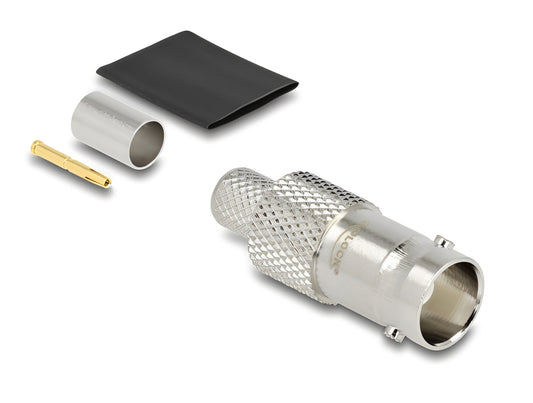 מחבר לכבל האנטנה מבית Delock גרמניה הוא מחבר BNC נקבה המיועד ללחיצה (Crimp) על כבל קואקסיאלי RG6