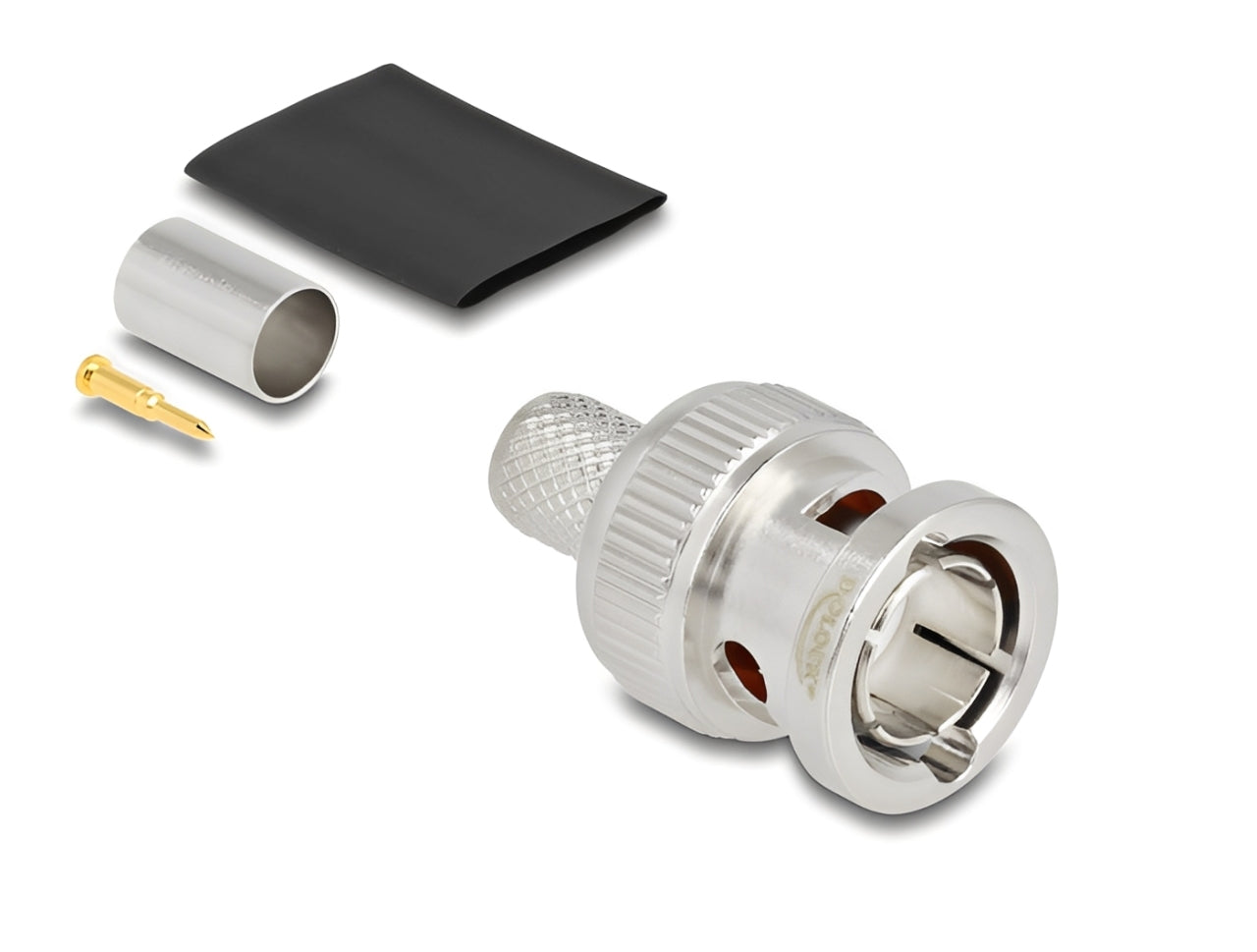 מחבר לכבל האנטנה מבית Delock גרמניה הוא מחבר BNC זכר המיועד ללחיצה (Crimp) על כבל קואקסיאלי RG6