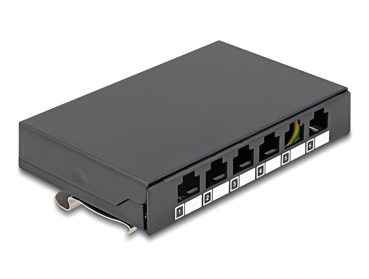 פאץ' פאנל ריק Delock | עם ‏6 פורטים לקיסטונים RJ45 | להרכבה על שולחן, קיר או מסילת DIN