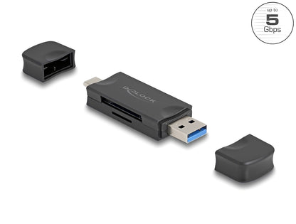 קורא כרטיסים USB-C/A מבית Delock גרמניה לחיבור מהיר ונוח למחשב או לפטופ