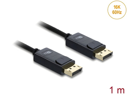 כבל קואקסיאלי DisplayPort 2.1 16K מבית Delock גרמניה מיועד לחיבור התקנים עם ממשק DisplayPort כגון מסכים או טלוויזיות, למחשב או למחשב נייד