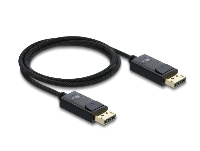 כבל קואקסיאלי DisplayPort 2.1 16K מבית Delock גרמניה מיועד לחיבור התקנים עם ממשק DisplayPort כגון מסכים או טלוויזיות, למחשב או למחשב נייד