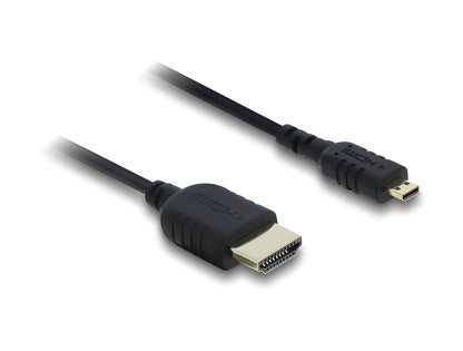כבל מיקרו High Speed HDMI 8K מבית DELOCK גרמניה מאפשר חיבור בין מצלמה או טאבלט עם ממשק מיקרו HDMI לבין מסך או טלוויזיה עם חיבור HDMI
