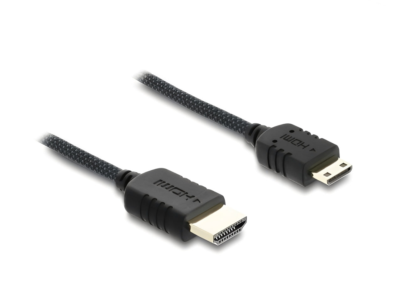כבל מיני High Speed HDMI 8K מבית DELOCK גרמניה מאפשר חיבור בין מצלמה או טאבלט עם ממשק מיני HDMI לבין מסך או טלוויזיה עם חיבור HDMI