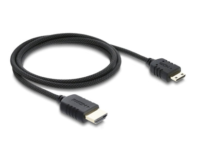 כבל מיני High Speed HDMI 8K מבית DELOCK גרמניה מאפשר חיבור בין מצלמה או טאבלט עם ממשק מיני HDMI לבין מסך או טלוויזיה עם חיבור HDMI