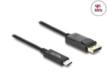 כבל תצוגה קואקסיאלי Delock מחיבור USB-C זכר לחיבור DisplayPort 4K 60Hz זכר | עם ציפוי קלוע | צבע שחור