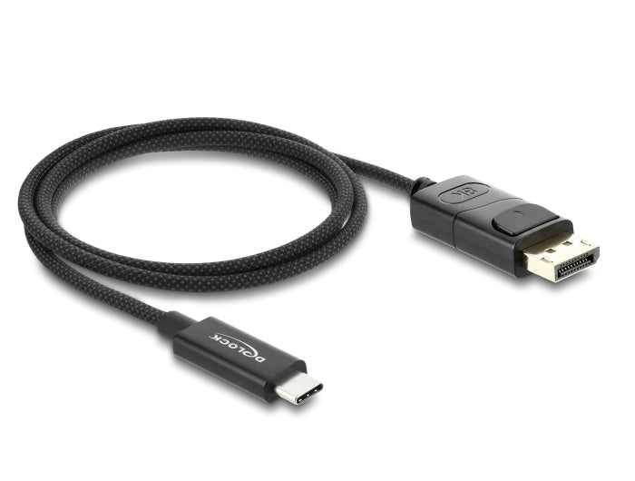 כבל תצוגה קואקסיאלי Delock מחיבור USB-C זכר לחיבור DisplayPort 4K 60Hz זכר | עם ציפוי קלוע | צבע שחור