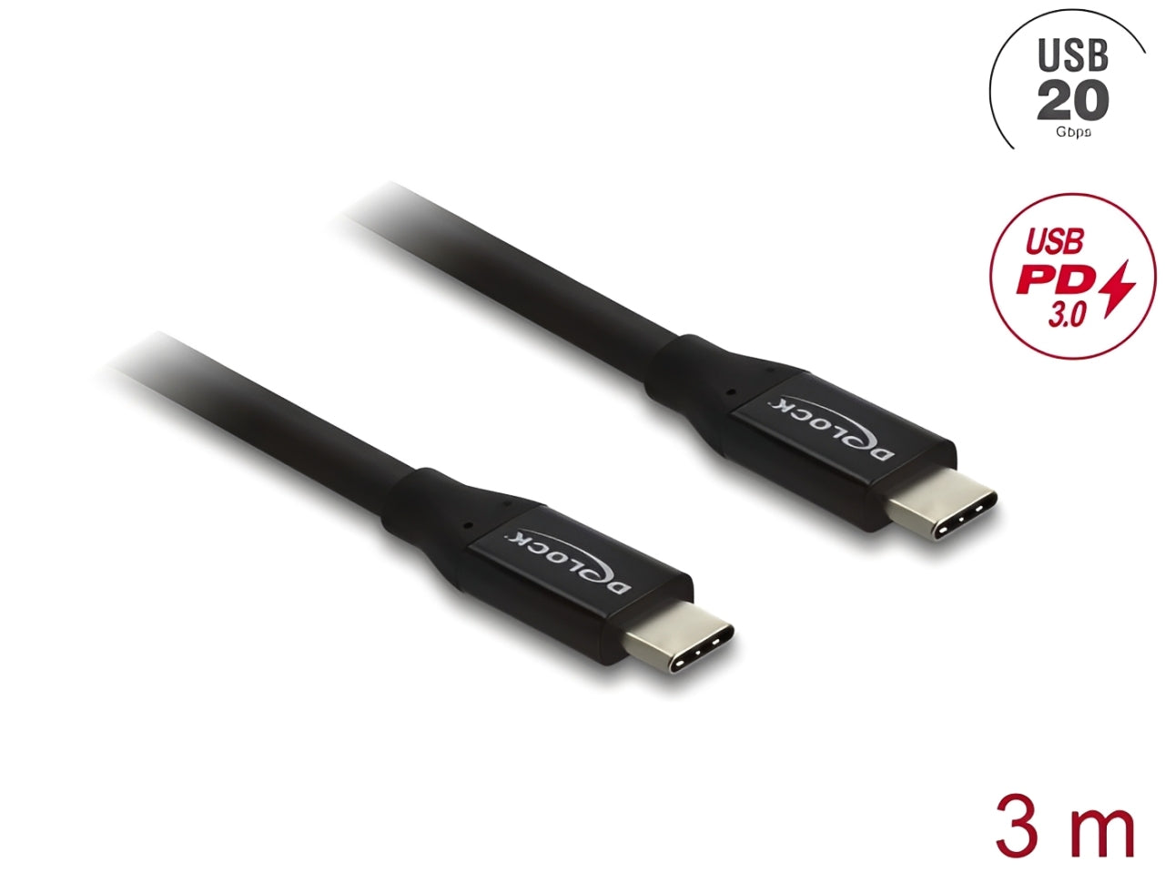 כבל USB-C 20Gbps מבית DELOCK גרמניה מאפשר חיבור של מכשירים שונים כגון סמארטפונים, מסכים, תחנות עגינה וכוננים חיצוניים דרך חיבור USB Type-C, ‏Thunderbolt™ 3 או 4 במחשב או בלפטופ