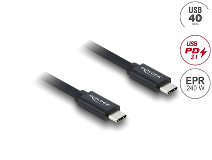 כבל USB-C 40Gbps מבית DELOCK גרמניה מאפשר חיבור של מכשירים שונים כגון סמארטפונים, מסכים, תחנות עגינה וכוננים חיצוניים דרך חיבור USB Type-C, ‏Thunderbolt™ 3 או 4 במחשב או בלפטופ