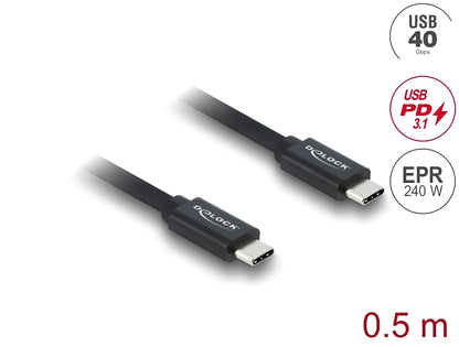 כבל USB-C 40Gbps מבית DELOCK גרמניה מאפשר חיבור של מכשירים שונים כגון סמארטפונים, מסכים, תחנות עגינה וכוננים חיצוניים דרך חיבור USB Type-C, ‏Thunderbolt™ 3 או 4 במחשב או בלפטופ