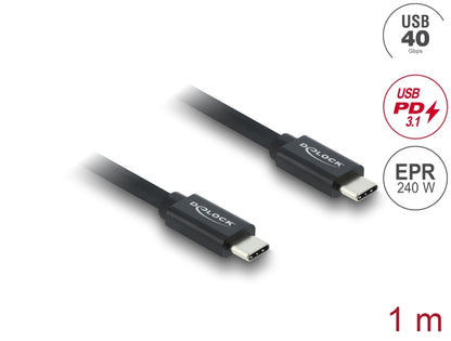 כבל USB-C 40Gbps מבית DELOCK גרמניה מאפשר חיבור של מכשירים שונים כגון סמארטפונים, מסכים, תחנות עגינה וכוננים חיצוניים דרך חיבור USB Type-C, ‏Thunderbolt™ 3 או 4 במחשב או בלפטופ